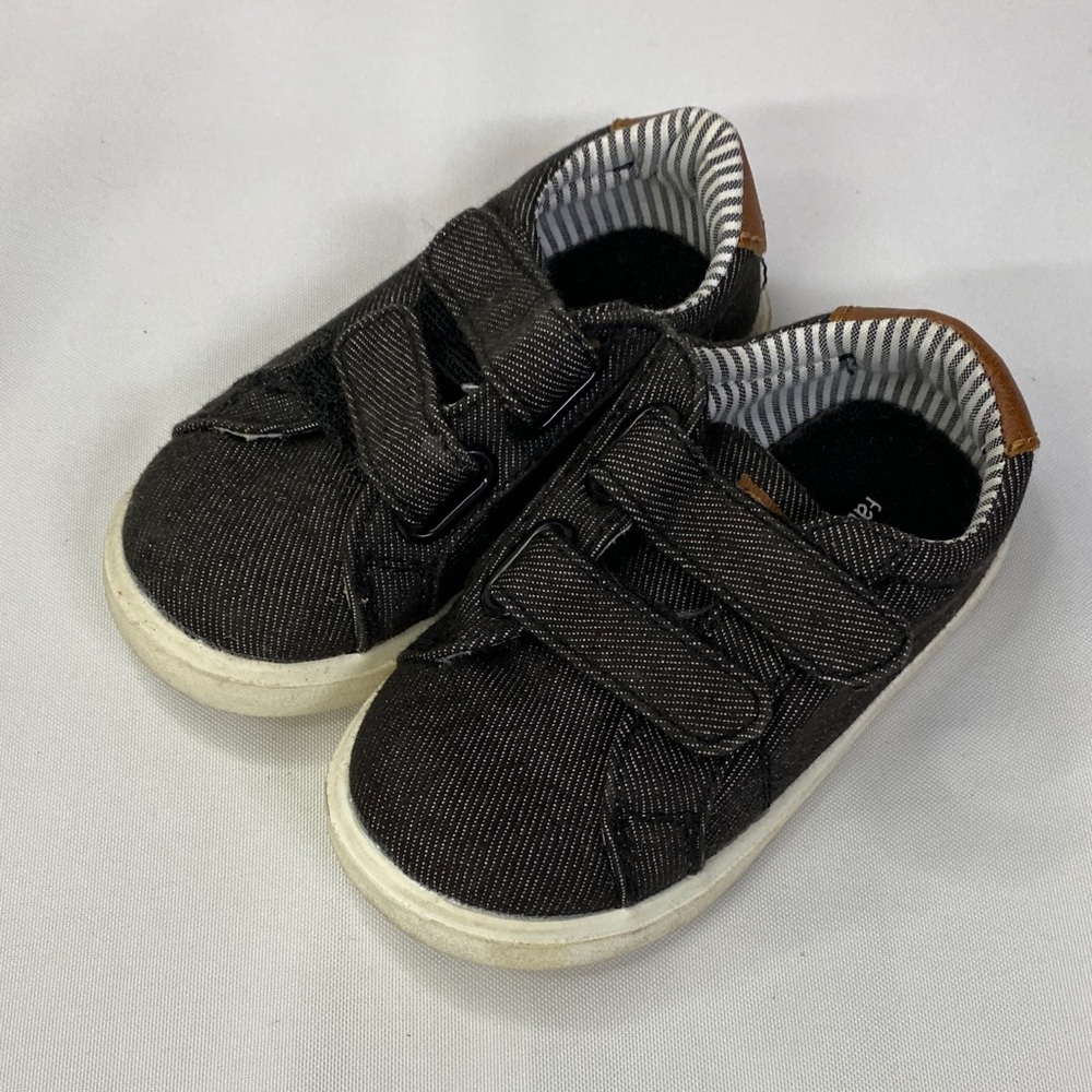 Falls Creek Baby/Toddler Boy Black & Brown Shoes Hook & Loop Straps Size 6